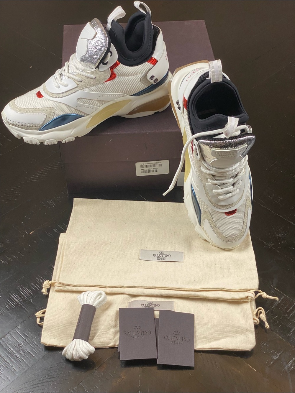Valentino White Multi-Color Men's Sneakers